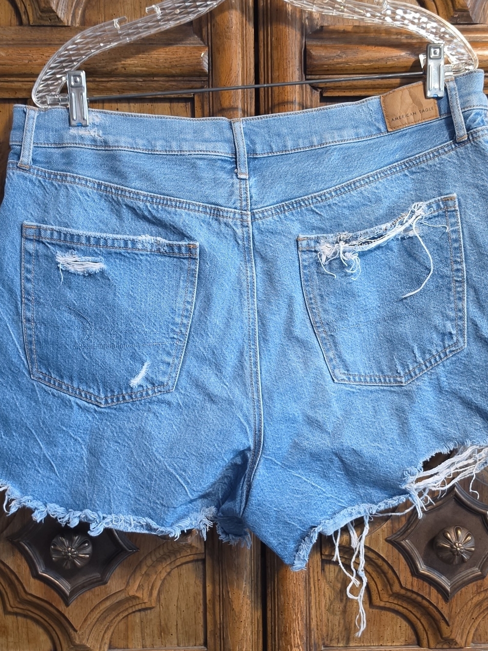 American Eagle Outfitters Light Blue Distressed Denim Shorts